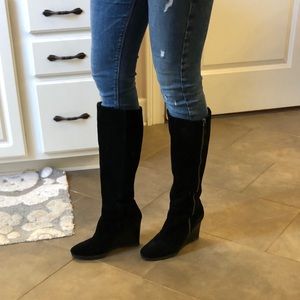 Suede, wedge boots